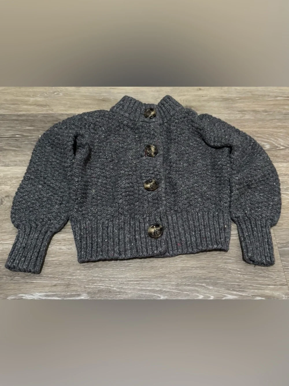 GAP Kids Dark Charcoal Button-Up Knit Cardigan